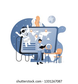 Space exploration technologies vector illustration. Computer technology and space research concept for web banner, website page, presentation etc.