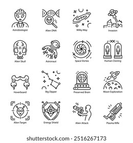 Space Exploration and Technology Line Style Icons

