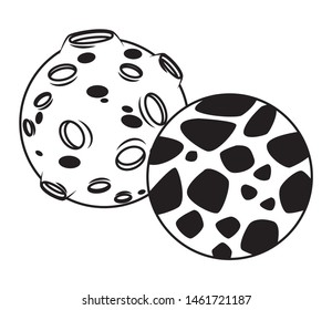 space exploration two black and white planets icon cartoon vector illustration graphic design