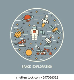 Space exploration. Vector illustration.