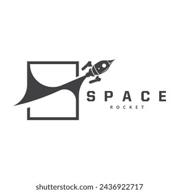 Space exploration vehicle technology space rocket logo design illustration modern simple template