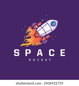 Space exploration vehicle technology space rocket logo design illustration modern simple template