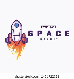 Space exploration vehicle technology space rocket logo design illustration modern simple template