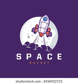 Space exploration vehicle technology space rocket logo design illustration modern simple template