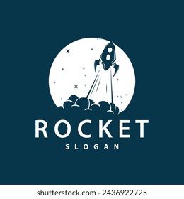 Space exploration vehicle technology space rocket logo design illustration modern simple template