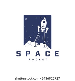 Space exploration vehicle technology space rocket logo design illustration modern simple template