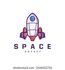 Space exploration vehicle technology space rocket logo design illustration modern simple template