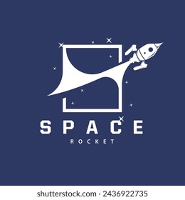Space exploration vehicle technology space rocket logo design illustration modern simple template