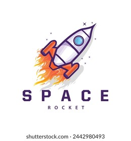 Space exploration vehicle technology space rocket logo design illustration modern simple template