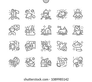 Space exploration Well-crafted Pixel Perfect Vector Thin Line Icons 30 2x Grid for Web Graphics and Apps. Simple Minimal Pictogram