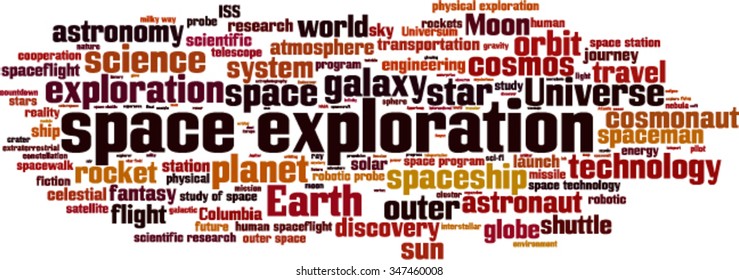 Space exploration word cloud concept. Vector illustration