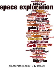 Space exploration word cloud concept. Vector illustration