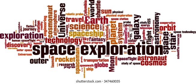 Space exploration word cloud concept. Vector illustration