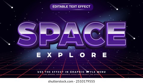 Space Explore editable text effect template with shining stardust