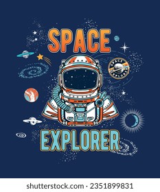 space explorer astronaut design graphic tees for boys