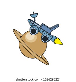space explorer car in planet saturn vector illustration design