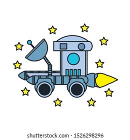 space explorer car with set of stars vector illustration design