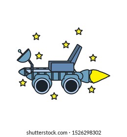space explorer car with set of stars vector illustration design