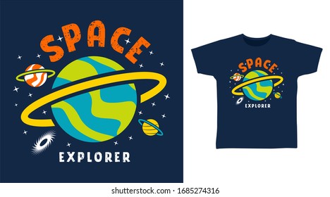 Space explorer design vector illustration ready for print on t-shirt, apparel, poster and other uses