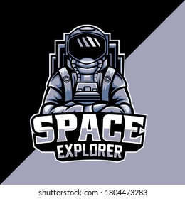 Space explorer mascot logo template. perfect for gaming logo, merchandise, apparel, pin design, etc