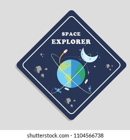 Space Explorer Orbits Around Earth Background Vector Image
