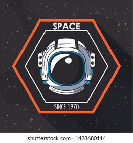 Space Explorer Patch Emblem Astronaut Design On Black Background Vector Illustration Graphic Design