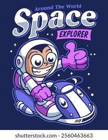 Space Explorer Retro Cartoon Illustration Design