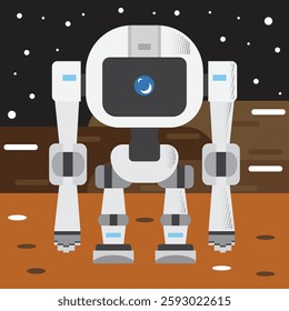 Space Explorer Robot in Flat Design for Design Elements, Artificial Intelegence for Space Exploration