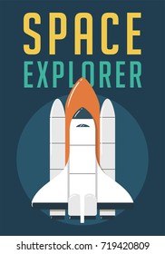 Space Explorer with Rocket Illustration