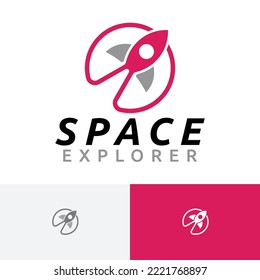 Space Explorer Rocket Planet Modern Science Logo