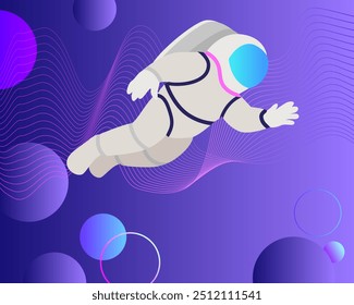 Space exploring. Astronaut. Web banner. Blend design. Vector illustration