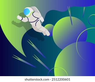 Space exploring. Astronaut. Web banner. Blend design. Vector illustration