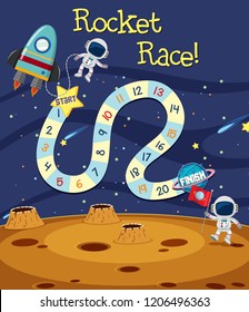 Space exploring board game template illustration