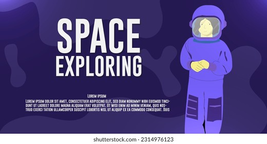 Space exploring graphic design concepts. Web banner and poster design vector illustration.