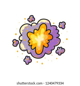 Space explosion hand drawn color illustration. Doodle astronomical phenomena. Cartoon big bang. Cosmic icon. Astronomy for kid isolated vector design element