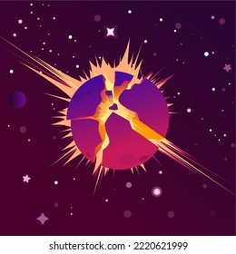 Explosión espacial de la ilustración del planeta