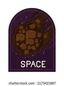Space Falling Meteorite Label Style Stock Vector (Royalty Free ...