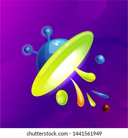 Space fantasy planet, asteroid, moon, fantastic world game vector cartoon icon, illustration. Color asteroid and planet, illustration fantastic universe cartoon planets. Fantasy colorful planet with