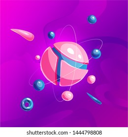 Space fantasy planet, asteroid, moon, fantastic world game vector cartoon icon, illustration. Color asteroid and planet, illustration fantastic universe cartoon planets. Fantasy colorful planet with
