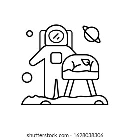 Space farming, cosmonaut plant icon. Simple line, outline vector elements of interplanetary colonization icons for ui and ux, website or mobile application