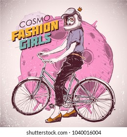 Space fashion illustration. Vector collection.