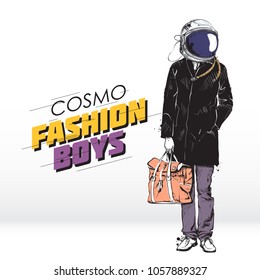 Space fashion illustration. Vector collection.