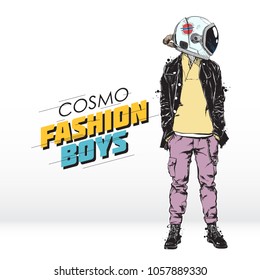 Space fashion illustration. Vector collection.