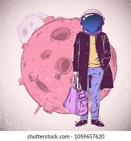 Space fashion illustration. Vector collection.