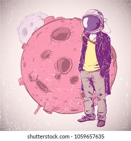 Space fashion illustration. Vector collection.