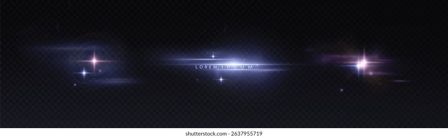 Space flashes and glowing stars on a dark background with a slight glow.