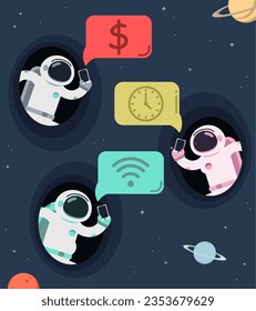 Space Flat Art. Business Concepts. Web People.