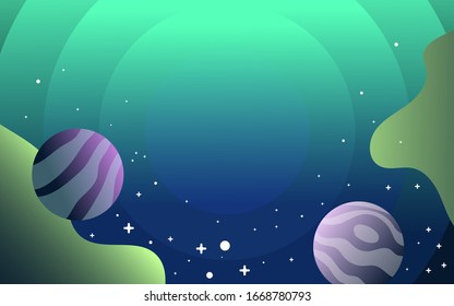 Space flat background with planets and stars. Vector illustration