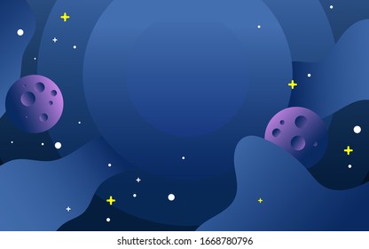 Space flat background with planets and stars. Vector illustration