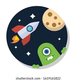 space flat color vector icon